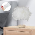 thumbnail image 4 of TISHITA Modern Feather Table Lamp Desk Light Romantic for Wedding Dorm Study Room White, 4 of 5