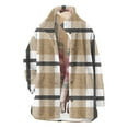 thumbnail image 5 of STETMN Fleece Lined Long Coat for Women Button Lapel Plaid Warm Jacket Loose Fall Coat with Pocket, 5 of 7