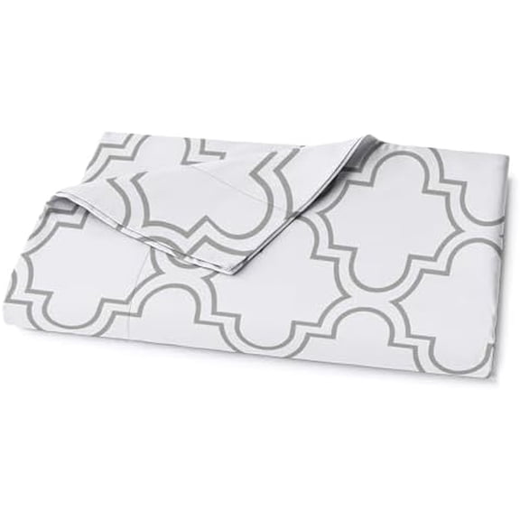 100% Organic Cotton Twin Size Flat Sheet Only (66"x96") - Super Soft 100% Cotton Twin Flat Sheet - Lightweight & Durable Cotton Bed Sheet - Trellis Silver