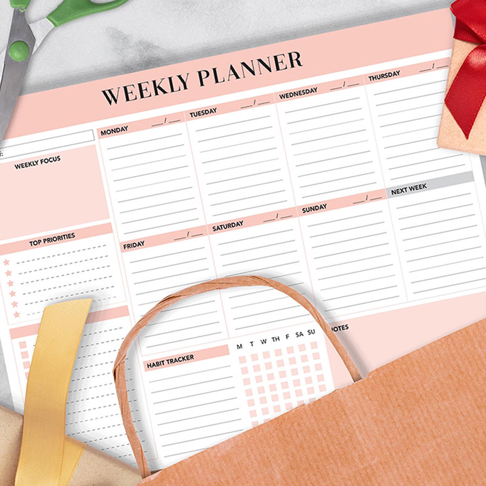 B5 Weekly Planner Coil Book, Undated Work Punch Card & Life Record Notebook, 52 Pages with Daily Task List, Boosts Productivity, 9.76 x 7.28 Inch