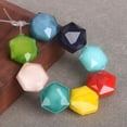 thumbnail image 5 of U8MO 10pcs 14mm Hexagon Opaque Faceted Glass Loose Beads for Jewelry Making-Lake Blue, 5 of 6