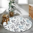 thumbnail image 3 of Round Area Rug 3 Ft, Grey Blue Botanical Washable Non-Slip Circle Carpet for Living Room/Bedroom, Watercolor Spring Floral Summer Leaf Low-Profile Small Floor Mats Collection Rugs for Indoor, 3 of 8