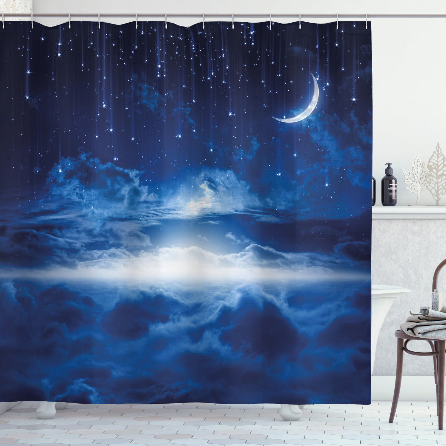 Details about   71" Fantasy Night Sky Shower Curtain & Hooks Moon Tree Bathroom Accessory Sets 
