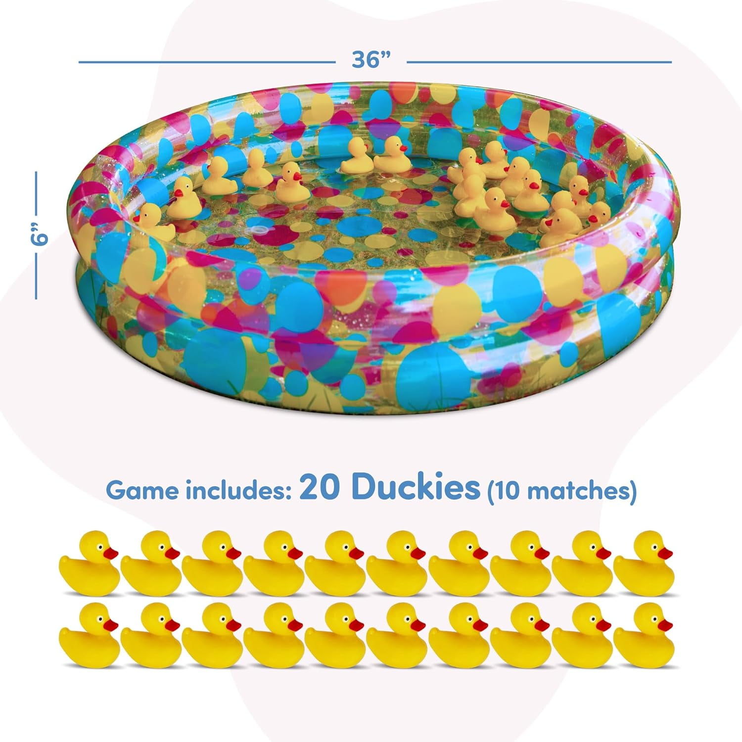 ArtCreativity 20 Rubber Duck Matching Game with 3" Pool for Kids  Ages 3+ - Duck Pond Carnival Game, Yellow