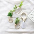 thumbnail image 3 of Nvzi Servilletero con estampado de plantas verdes, ideal para el hogar o el hotel. Anillo para servilletas de mesa con cuerda de cáñamo y cuentas de madera (cuerda de cáñamo verde oscuro)., 3 of 4