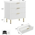 thumbnail image 2 of Fluted 3 Drawer Dresser, Stylish Bedroom Nightstand with Deep Storage Drawers and Wide Surface, Multi-Functional Wooden Organizer for Living Room, Hallway, and Kids Room, 2 of 9