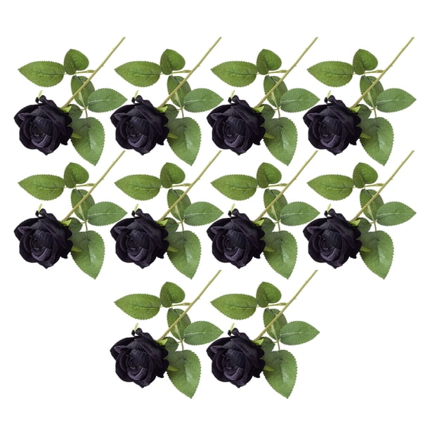 Arreglo de flores artificiales Toystoory 10 piezas para bodas decoración negro