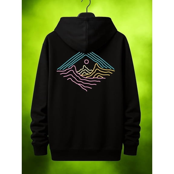 Neon Mountain Hoodie hoodies & sweatshirt Camping men's sweatshirts black Comfortable Material，Bold Design streetwear winter autumn gift casual cute beer Original Unisex hoodie