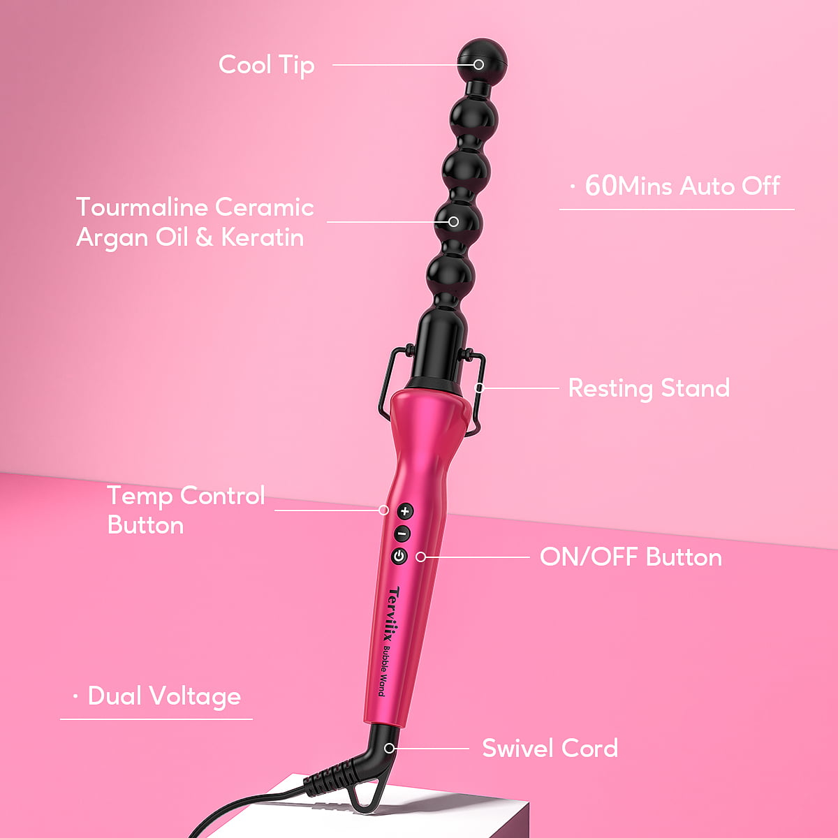 Pearl Barrel Curling Wand | Bubble Wand Curling Iron | NuMe
