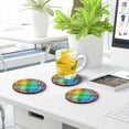 thumbnail image 7 of Rainbow Tie-dye Plaid Drinks Coasters, Non-Scratch Cork Base Round Cups Mats for for Wooden Coffee Table, Cool Housewarming Gift for Home Decor, 7 of 7