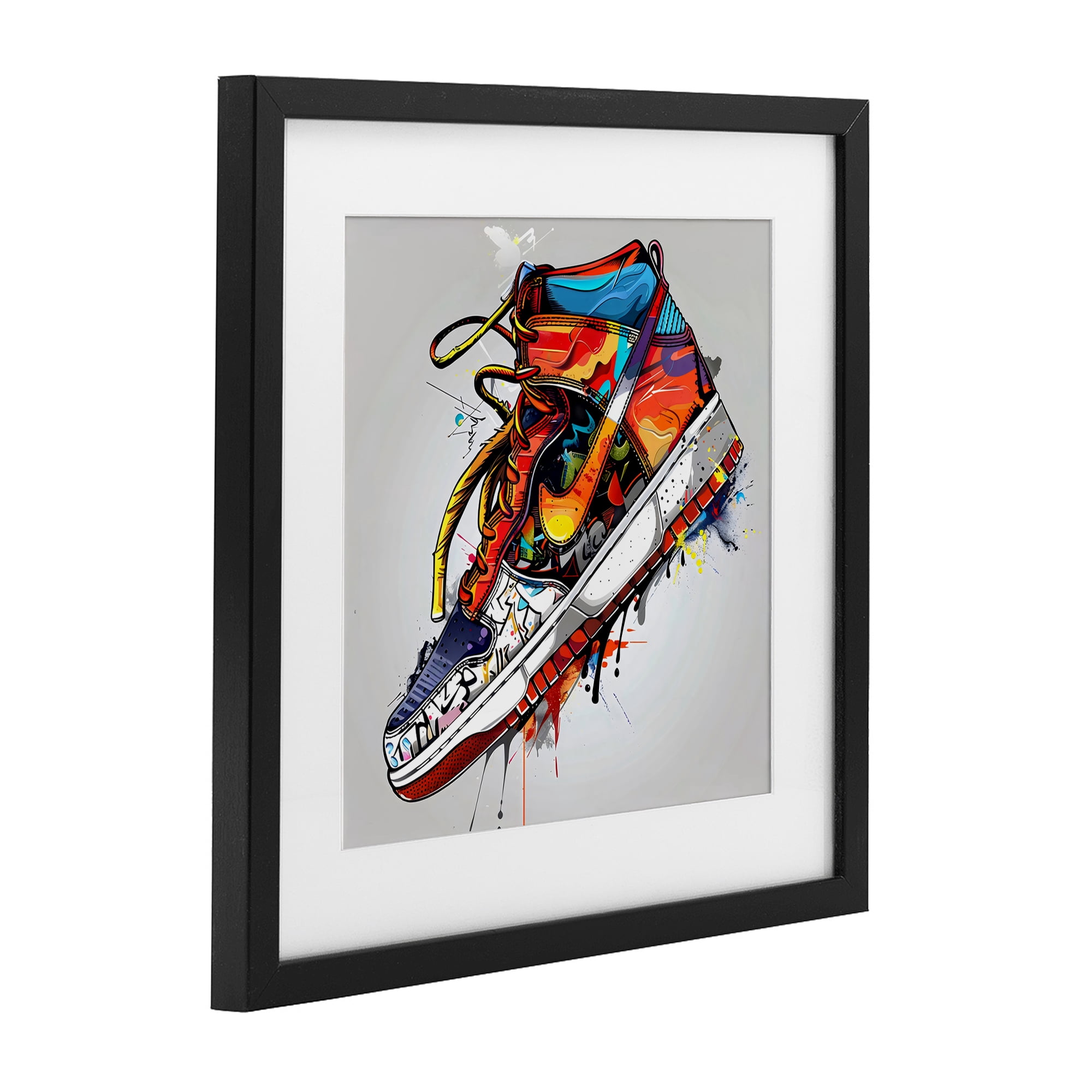 Stupell Industries Graffiti Sneaker with Laces Black Framed Print Under Glass, design by Creative Studio