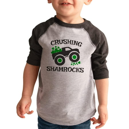 

7 ate 9 Apparel Kids St. Patrick s Day Shirts - Truck Crushing Shamrocks Grey Shirt 5T