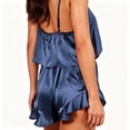 thumbnail image 6 of Yourumao Satin Pajama Set for Women Two Piece Crop Camisole Tops and Ruffle Hem Shorts Silky Pajama Sets Solid Silk Pjs for Loungewear, 6 of 7