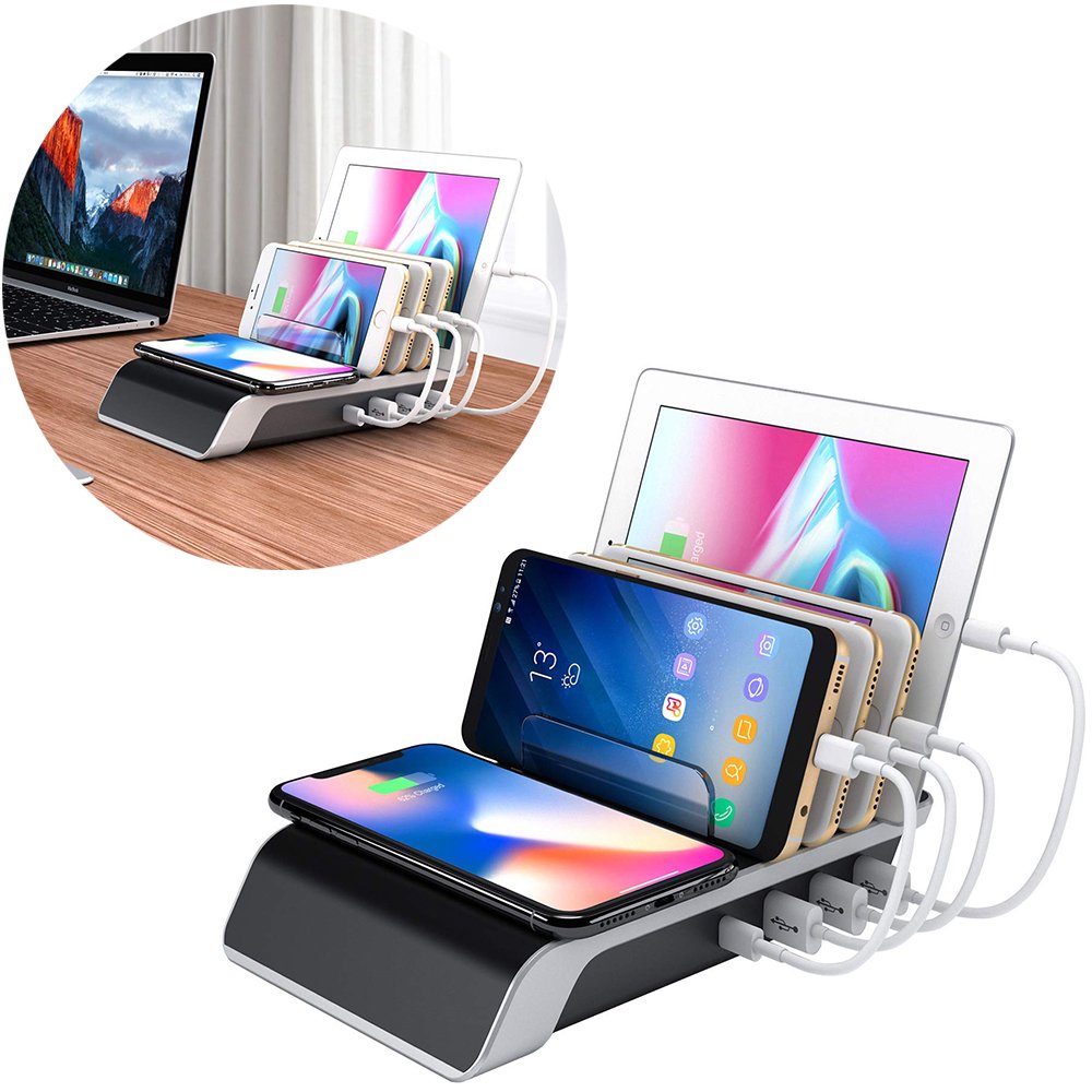 Reactionnx Charging Stations for Multiple Devices, 5in1 Desk Docking