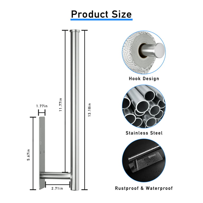 Stainless Steel Under Cabinet Paper Towel Holder - Self-adhesive Wall  Mounted Rack For Kitchen, Pantry, Sink, And Bathroom - Long And Short Sizes  Available - Easy To Install And Clean - Enhance