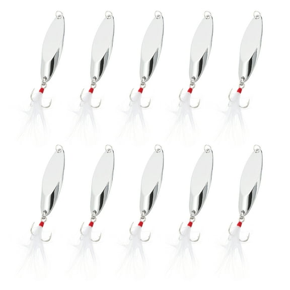 Uxcell 10Pcs 3/5 oz Metal Fishing Spoons Fishing Lures Casting Spoon Silver Tone