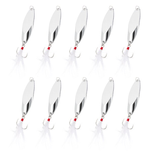 Uxcell 10Pcs 3/5 oz Cucharas de Pesca de Metal Señuelos de Pesca Cuchara de Lanzamiento Tono Plateado