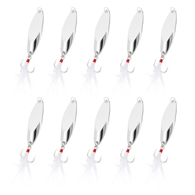 Uxcell 10Pcs 3/5 oz Cucharas de Pesca de Metal Señuelos de Pesca Cuchara de Lanzamiento Tono Plateado