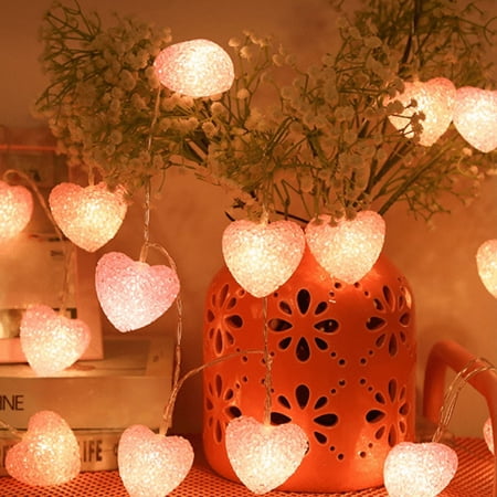PENGXIANG String Lights Heart Shaped Lamp 4.92 Feet 10 Led Heart String Lights Indoor Outdoor Bedroom Party Wedding Pink