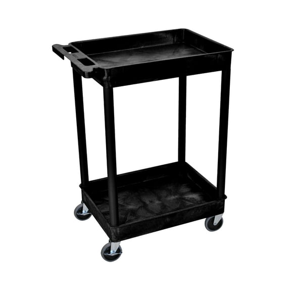 Luxor 24" x 18" 2-Shelf Tub Cart - Black