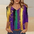 thumbnail image 5 of TaTaai Women's Fashion Christmas Printed Loose Casual V Neck With Three Quarter Sleeves And 3/4 Sleeves T-shirt Pullover Top Gift, 5 of 5
