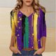 thumbnail image 5 of TaTaai Women's Fashion Christmas Printed Loose Casual V Neck With Three Quarter Sleeves And 3/4 Sleeves T-shirt Pullover Top Gift, 5 of 5