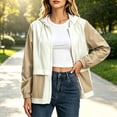 thumbnail image 3 of Fashion Rain Jackets for Women Oversized Waterproof Hooded Solid Long Sleeved Zipper Jacket Top Blouse Casual Pocket Coat, 3 of 6