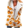 thumbnail image 1 of Puntoco Abrigo Mujer Halloween Impreso Moda Manga Larga Bolsillo Compuesto Felpa Botón Abrigo Manga Larga Sin Sombrero Casual Abrigo/Chaqueta Liquidación Puntoco Puntoco-1, 1 of 4