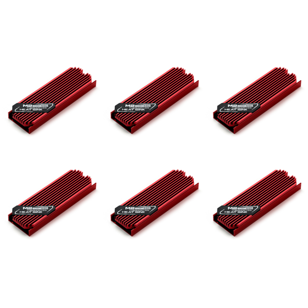 Radiador disipador de calor de disco M.2 de calor duro de estado sólido para PCIE 2280 SSD rojo 6 piezas