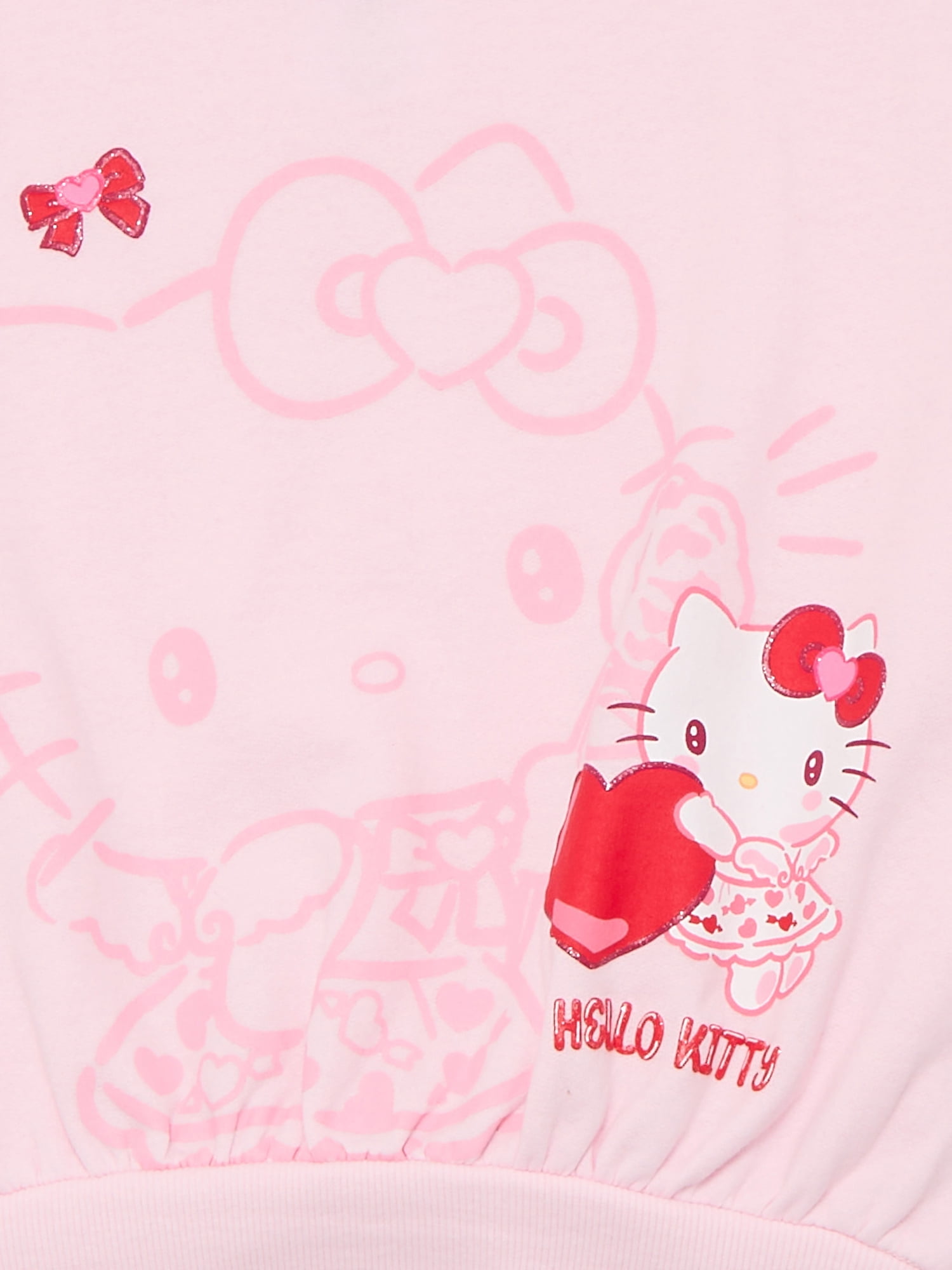 Hello Kitty Girls Valentine's Day Graphic Fleece Crew Pullover, Sizes 4-16