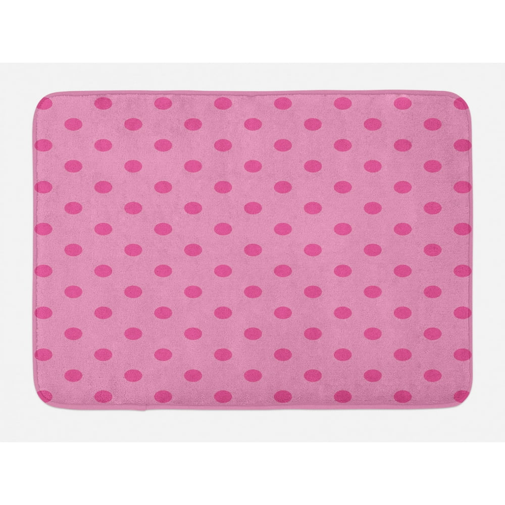 Hot Pink Bath Mat, Classical Simplistic Pattern Design with Small Pink