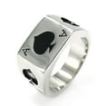thumbnail image 1 of Mens Stainless Steel Ring, Poker Spade Ace, Black Silver #8, 1 of 8