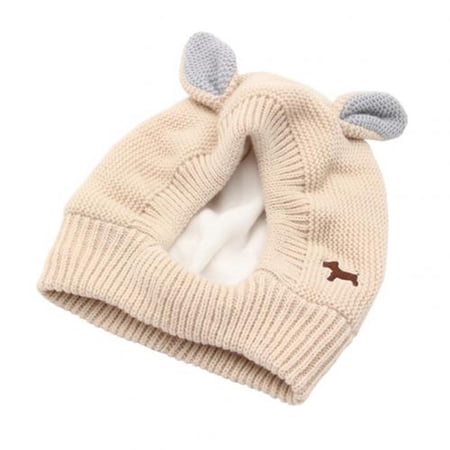 Fashion Winter Knitted Warm Dog Hat Rabbit Ear Design Puppy Caps Beanie BEIGE