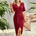 thumbnail image 6 of DailyTrove Women's Short Sleeve Wrap Dress-Midi-Rayon-for Casual Office/Date Night-Flattering Wrap, 6 of 6
