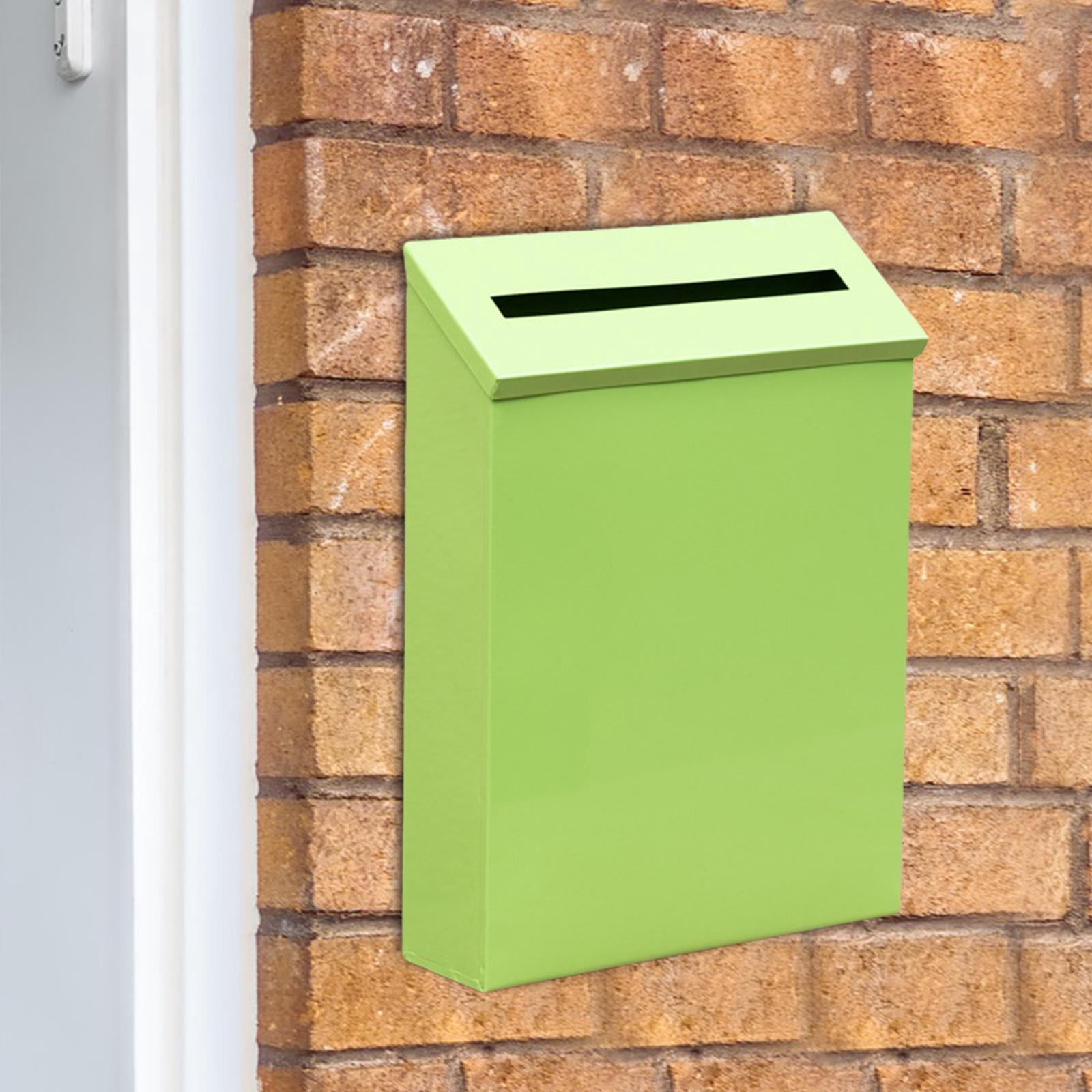 Wall Mount Mailbox Drop Box Newspaper Holder Box Decorative Rainproof Letterbox Metal Postbox for Home Office Outdoor Gate Decoration Green
