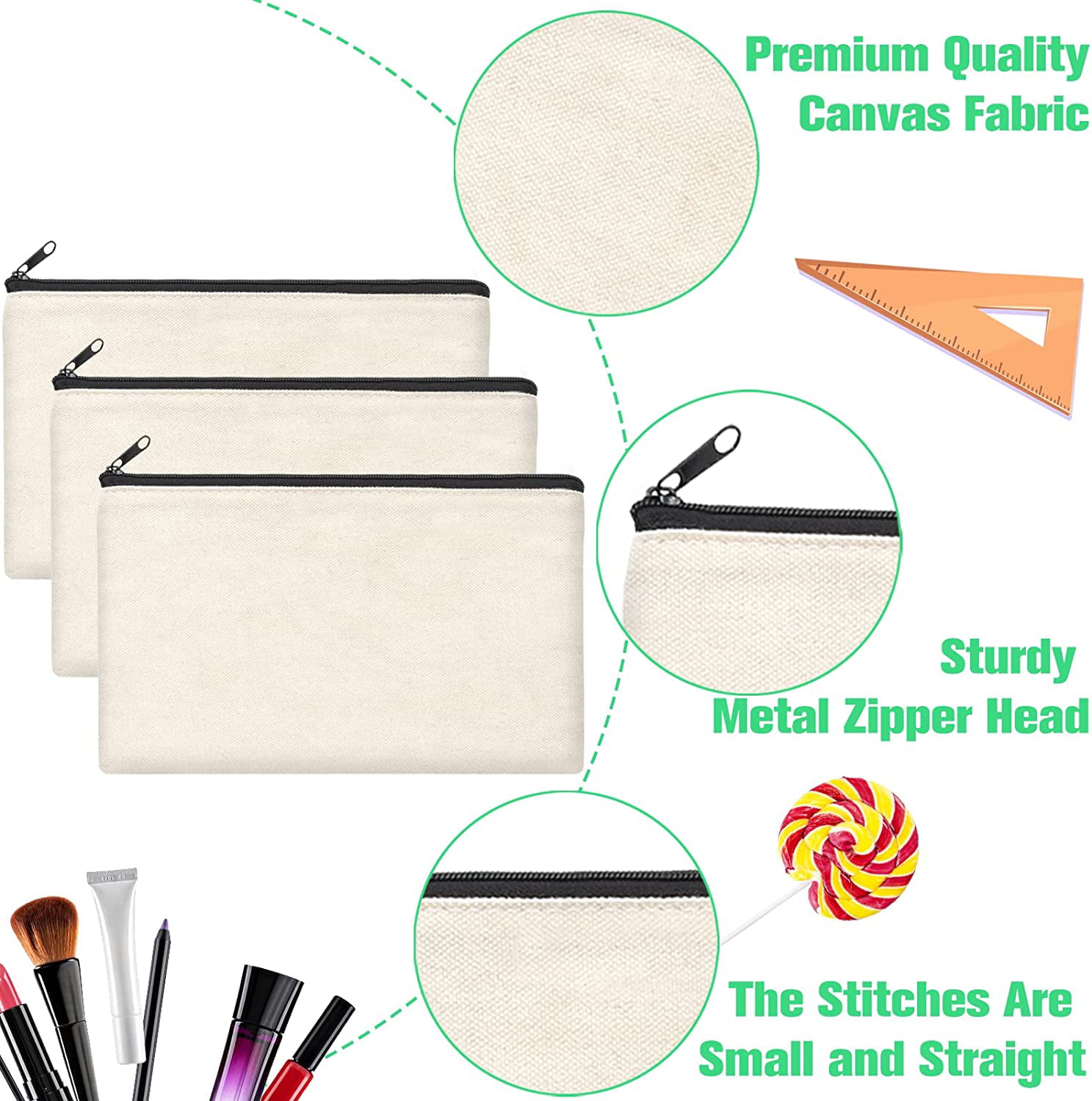Wholesale Canvas Zipper Pouch Bags Makeup Pencil Case Blank DIY Craft For  Travel School Black From Tttingber, $14.95