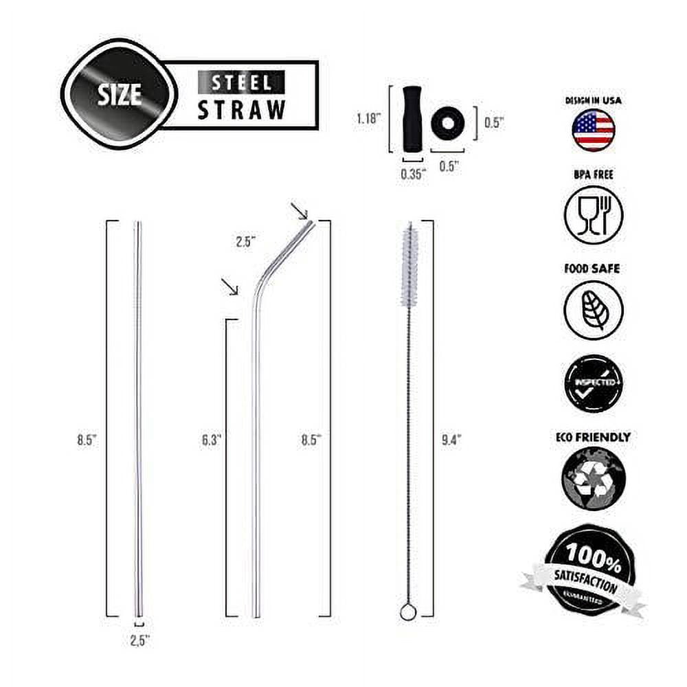 Dropship 5pcs Set Stainless Steel Straws; Reusable Metal Straws With Silicone  Tips; Sturdy Bent Straight Drinks Straw; Food Grade Straw; With 3pcs Straws;  1pc Cleaning Brush And 1pc Bag; 8inch to Sell