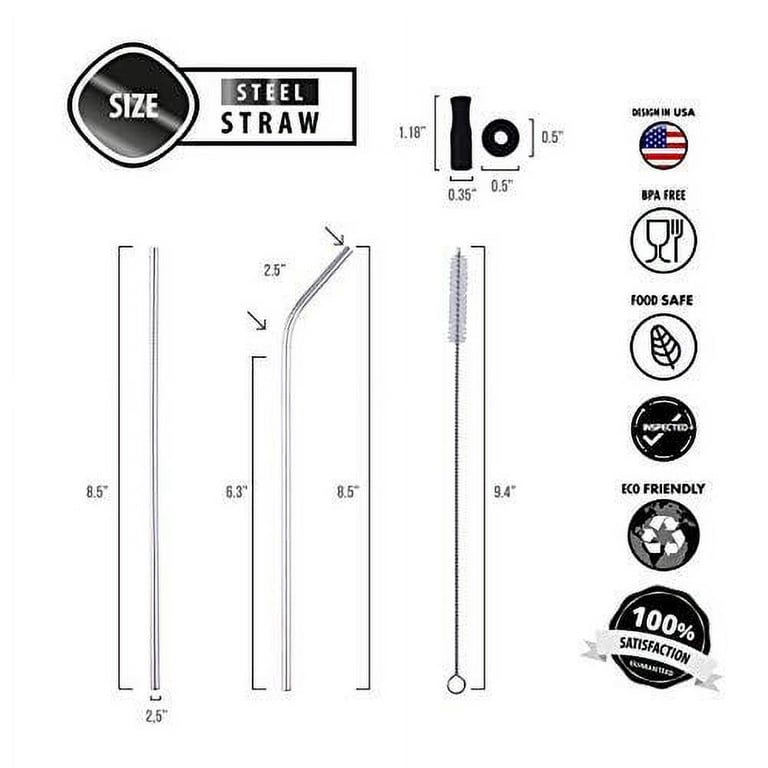 Straight Thin Metal Straws, set of 10