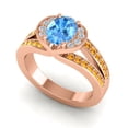 thumbnail image 2 of Diamond-Capitals 2.35 Carat Oval Cut Blue Topaz & Citrine Gemstone Luxurious Engagement Ring for Ladies Solid 18K Rose Gold Size 5.5, 2 of 8