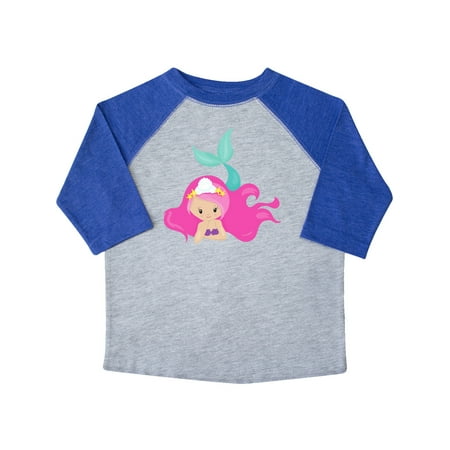 

Inktastic Cute Mermaid Pink Hair Green Tail Gift Toddler Toddler Girl T-Shirt
