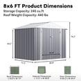 thumbnail image 5 of Vyrox 8' x 6' Outdoor Storage Shed, Metal Garden Tool Shed with Sloping Roof & Double Lockable Doors for Backyard, Patio, Gray, 5 of 6