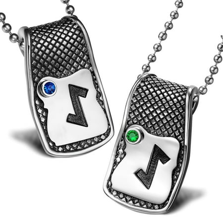 Unique Rune Eihwaz Defense Powers Love Couples or Best Friends Amulets Set Blue Green Crystals (Best Unique Jewelry Websites)