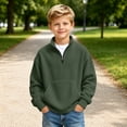 thumbnail image 4 of Abcomgle Boys 1/4 Zip Pullover Fashion Waffle Knit Kids Pullover Sweatshirts Crewneck Long Sleeve Sweaters for Boys Lightweight Boys Fall Shirts, 4 of 6