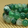 thumbnail image 3 of Natural Green Banded Agate Gemstone 6mm Round Beads Stretch Bracelet 7" Unisex, 3 of 4