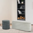 thumbnail image 3 of MCombo Storage Ottoman Bench, Upholstered Fabric End of Bed Bench with Storage, 47’’ Oval Footstool for Bedroom, Living Room, Entryway W495(Cream White), 3 of 9