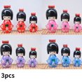 thumbnail image 1 of Muñecas de madera para niñas Kokeshi hechas a mano, lindas, orientales, japonesas, rojo oscuro, rosa, 14cm, 11cm, 8cm, nuevas, 3 piezas, 1 of 4