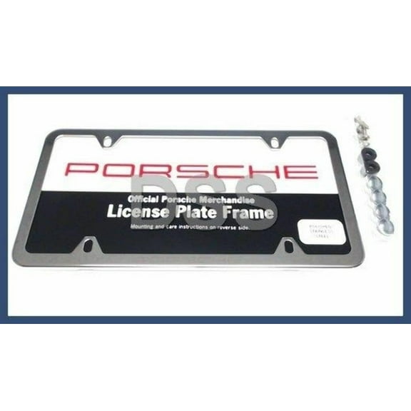 Porsche Polished Stainless Steel Slimline License Plate Frame with Script