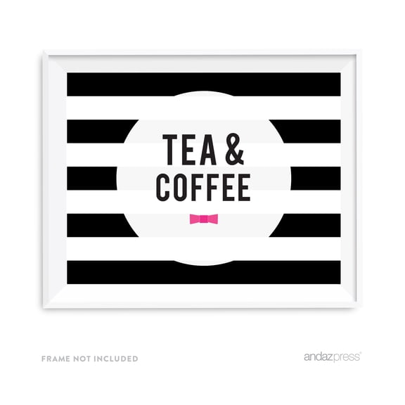 Tea & Coffee Modern Black and White Stripes Wedding Party Signs