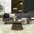 thumbnail image 4 of Miekor Furniture Acacia Wood Patio Furniture Set, Outdoor Grey Finish 3 Seater Daybed(with Water Resistant Thick Cushions)and Round Coffee Table, Dark Grey Cushion MK8724, 4 of 12