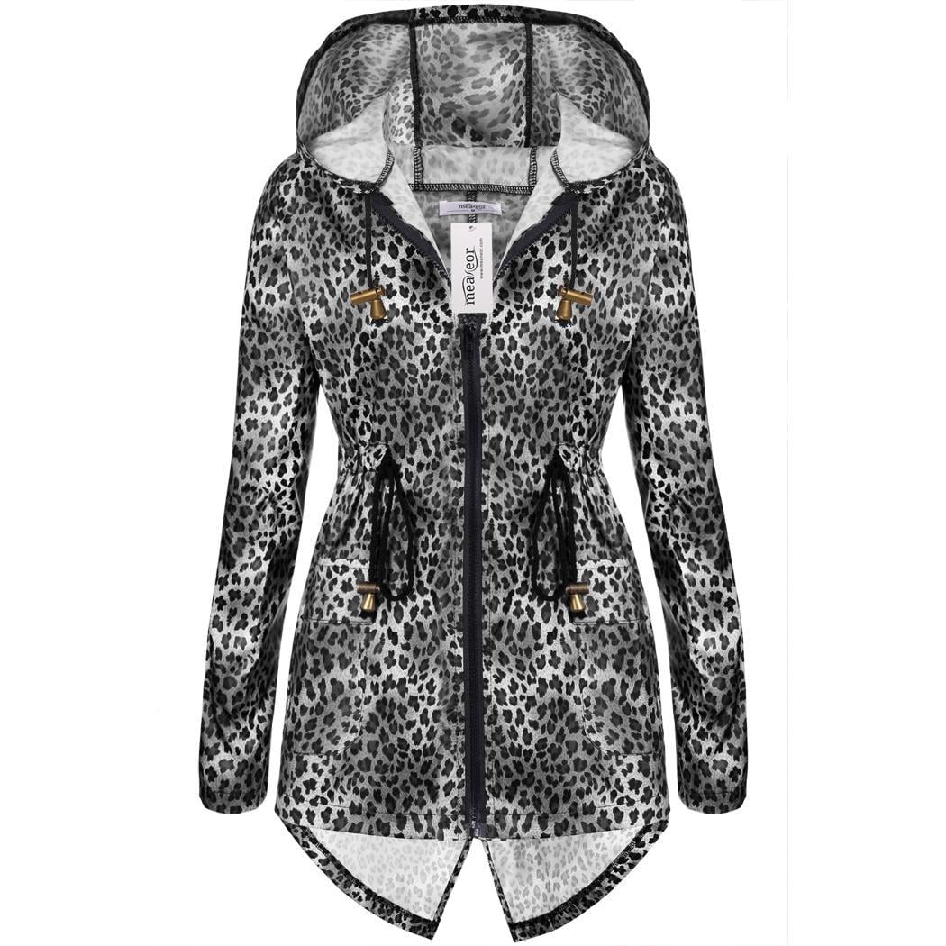 leopard raincoat with hood